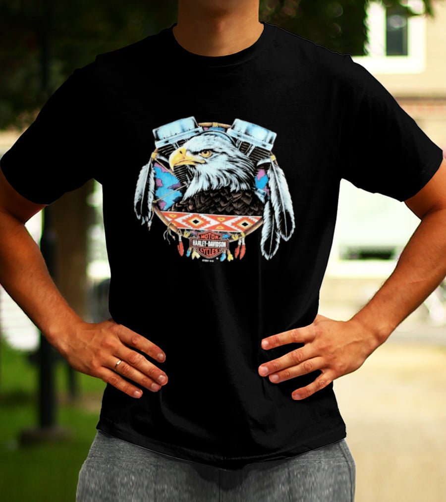 Harley Davidson 1990s Eagle Dreamcatcher V Twin Motor Cycles T-Shirt