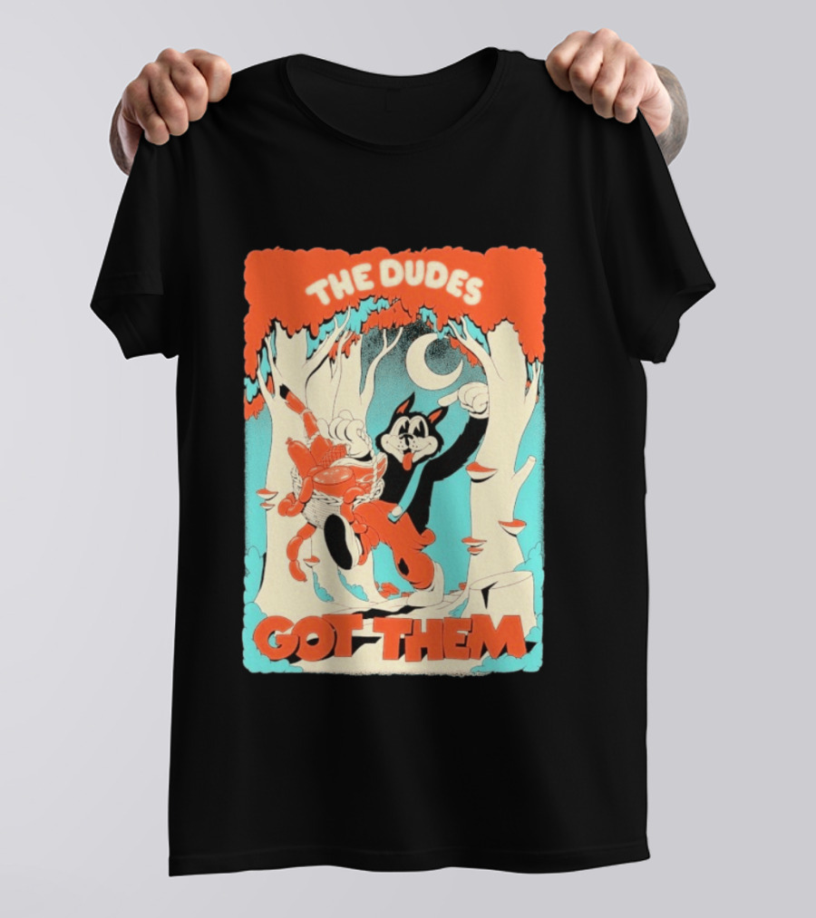 The Dudes Got Them Big Black Wolf In Forest Adventure T-Shirt