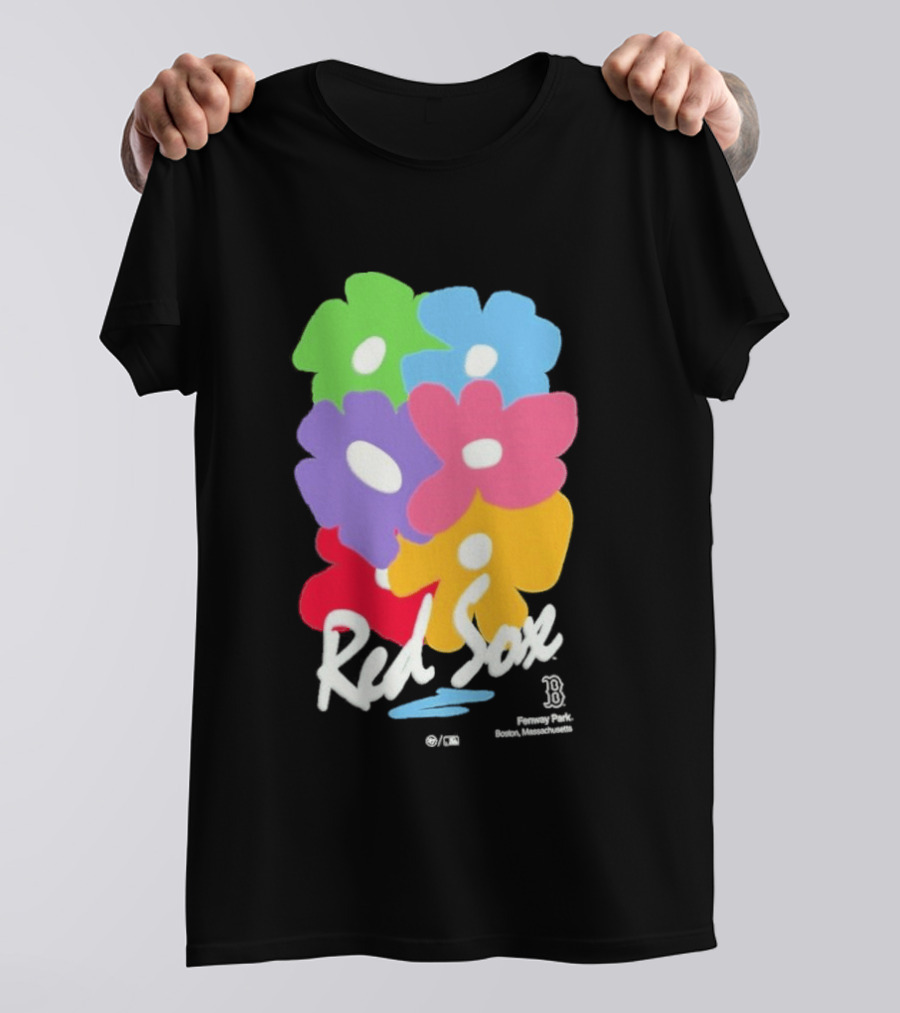 Boston Red Sox 47 Dark Green Red Sox Flower Power Murakami Gallery Foundation T-Shirt