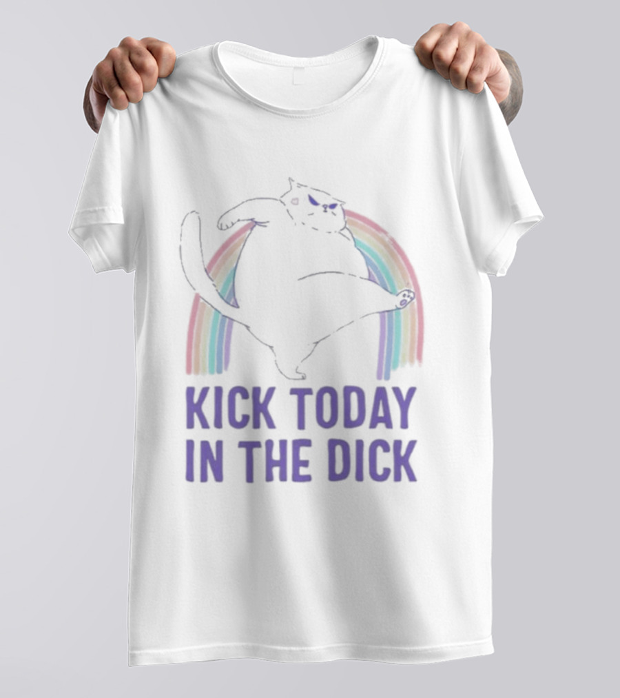 Kick Today In The Dick Rainbow Cat T-Shirt