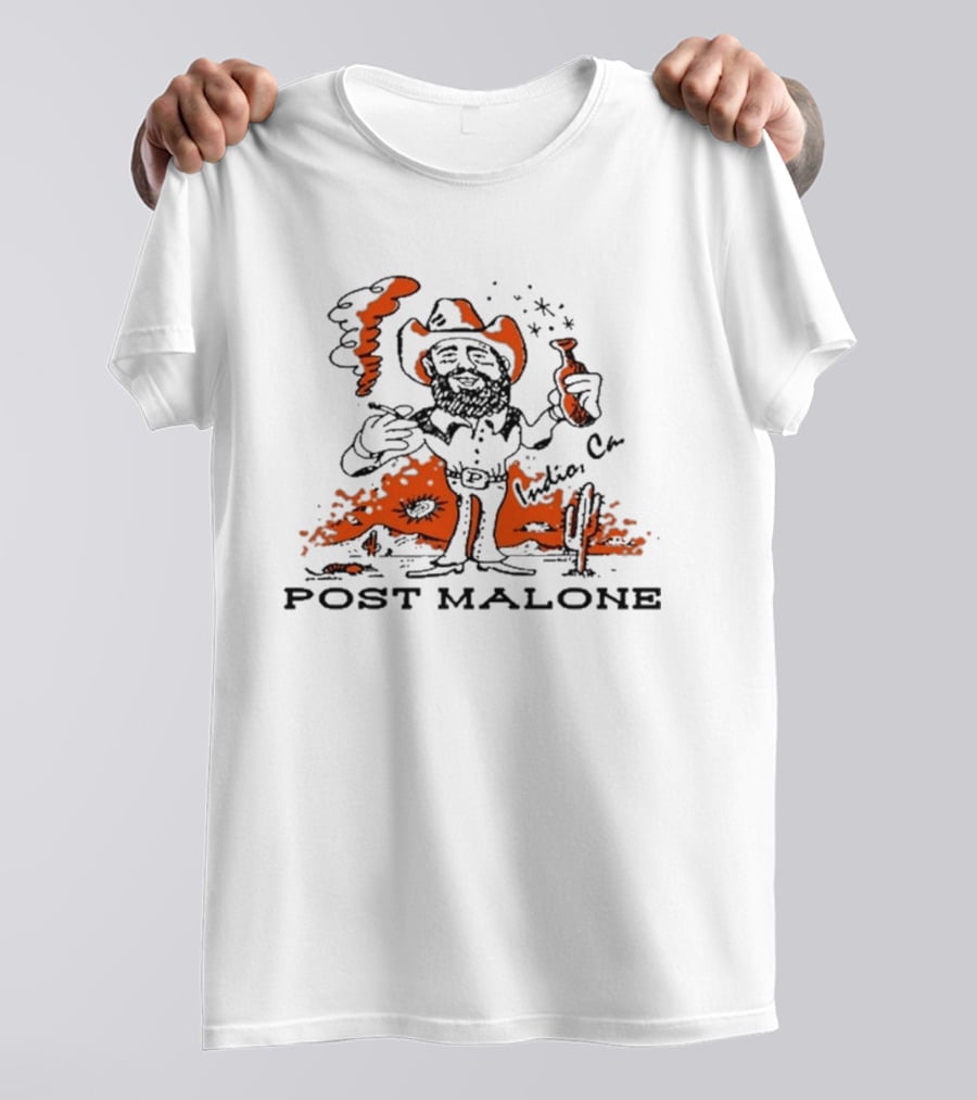Post Malone Tour Cowboy Indio CA 04 26 2026 Desert Cactus Scene T-Shirt