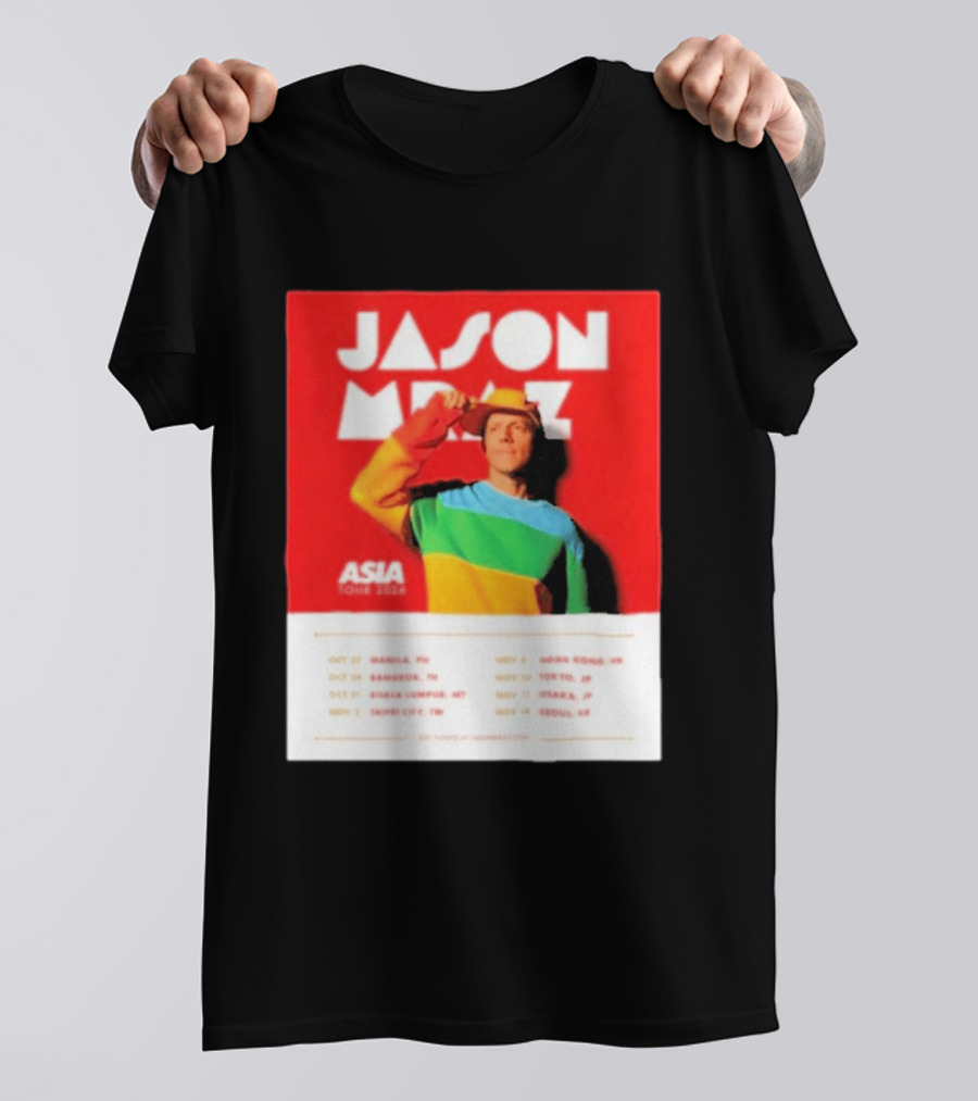 Jason Mraz Asia Tour Manila Bangkok Kuala Lumpur Taipei Hong Kong Tokyo Osaka Seoul 2026 T-Shirt
