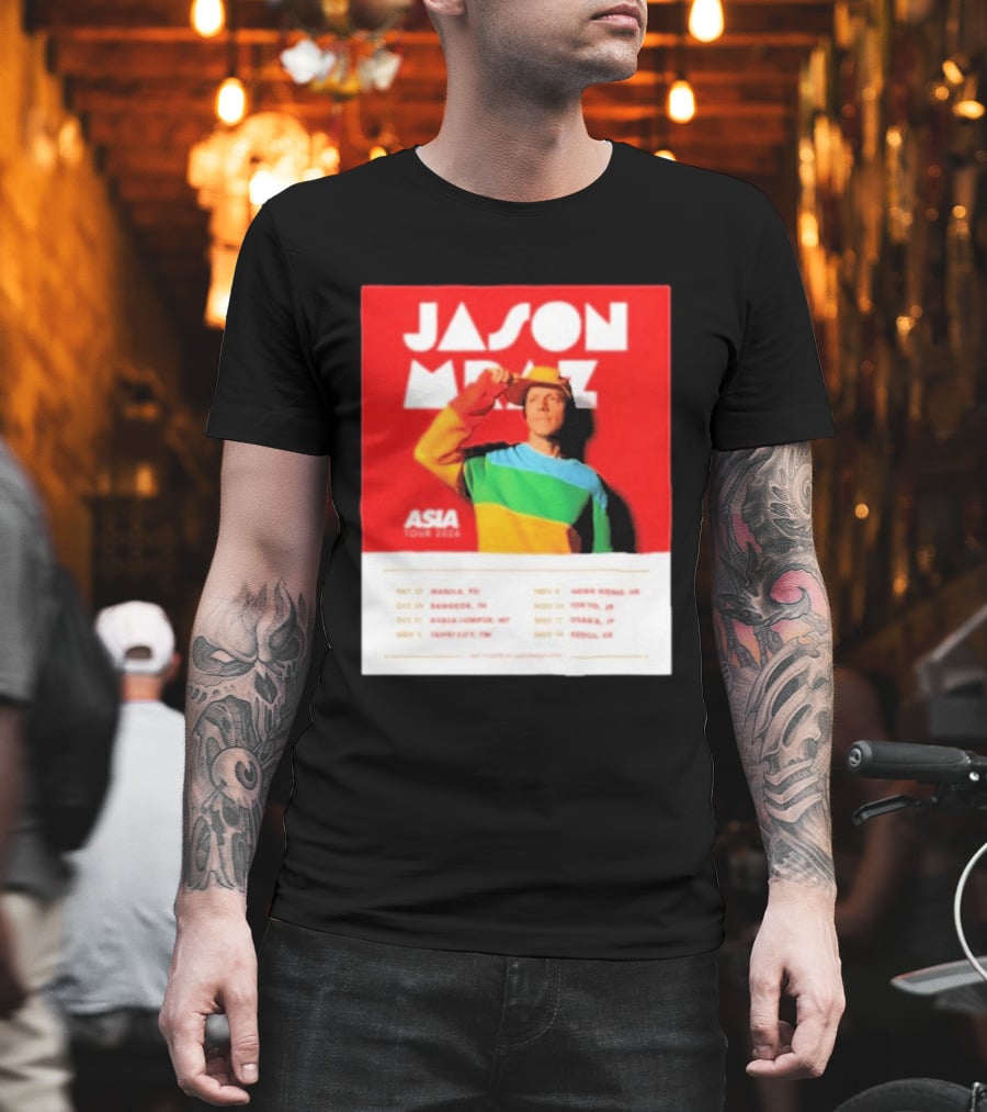 Jason Mraz Asia Tour Manila Bangkok Kuala Lumpur Taipei Hong Kong Tokyo Osaka Seoul 2026 T-Shirt