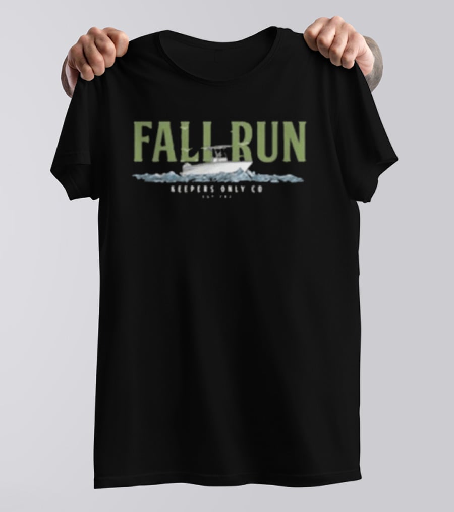 Keepers Only Co Fall Run Boat Ocean Scene T-Shirt