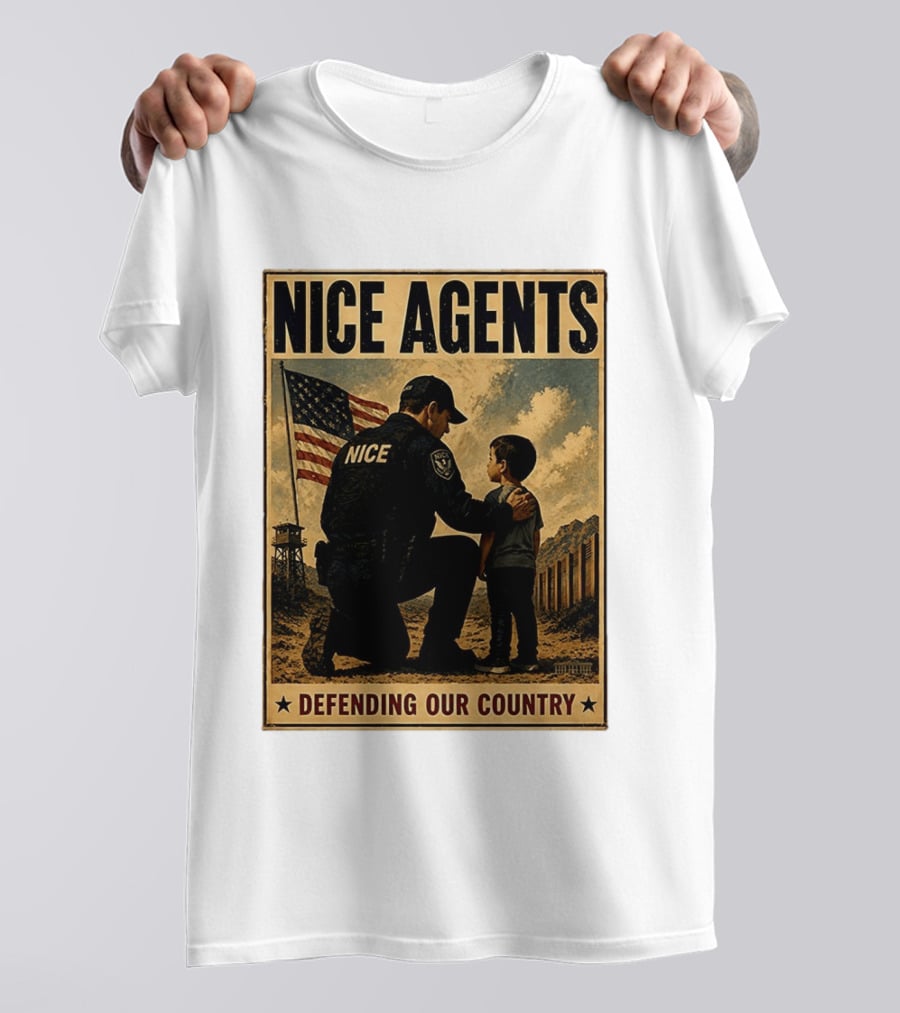 Nice Agents Defending Our Country Flag Patch Officer And Child T-Shirt