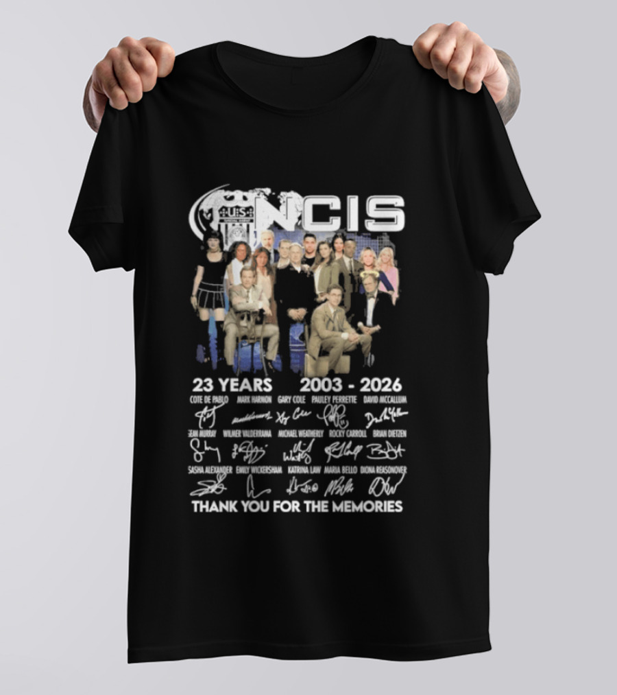 NCIS 23 Years 2003 2026 Cast Signatures Thank You For The Memories T-Shirt