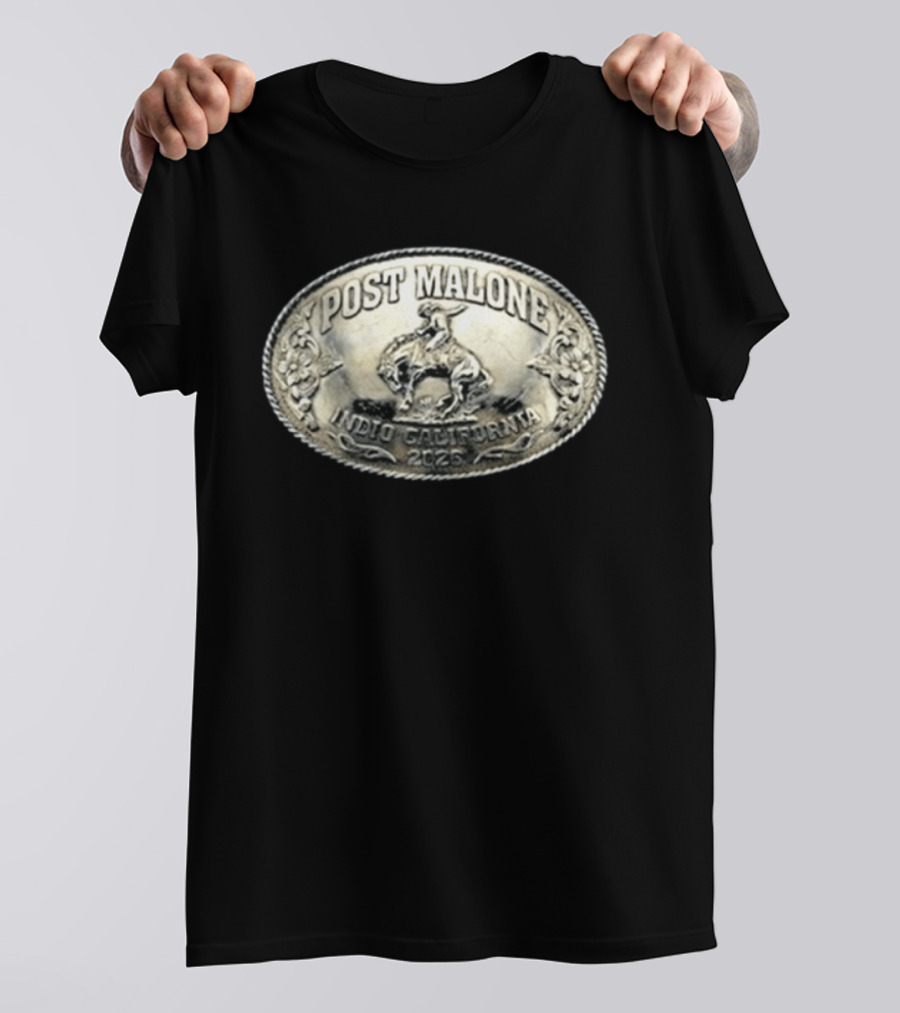 Post Malone Indio California 2026 Rodeo Belt Buckle T-Shirt