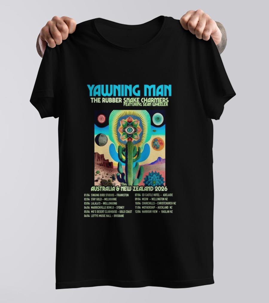 Yawning Man The Rubber Snake Charmers Featuring Sean Wheeler Australia & New Zealand 2026 Tour T-Shirt