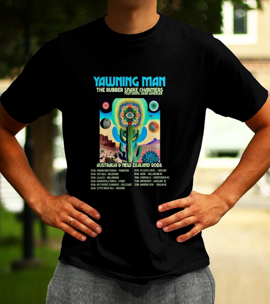 Yawning Man The Rubber Snake Charmers Featuring Sean Wheeler Australia & New Zealand 2026 Tour T-Shirt