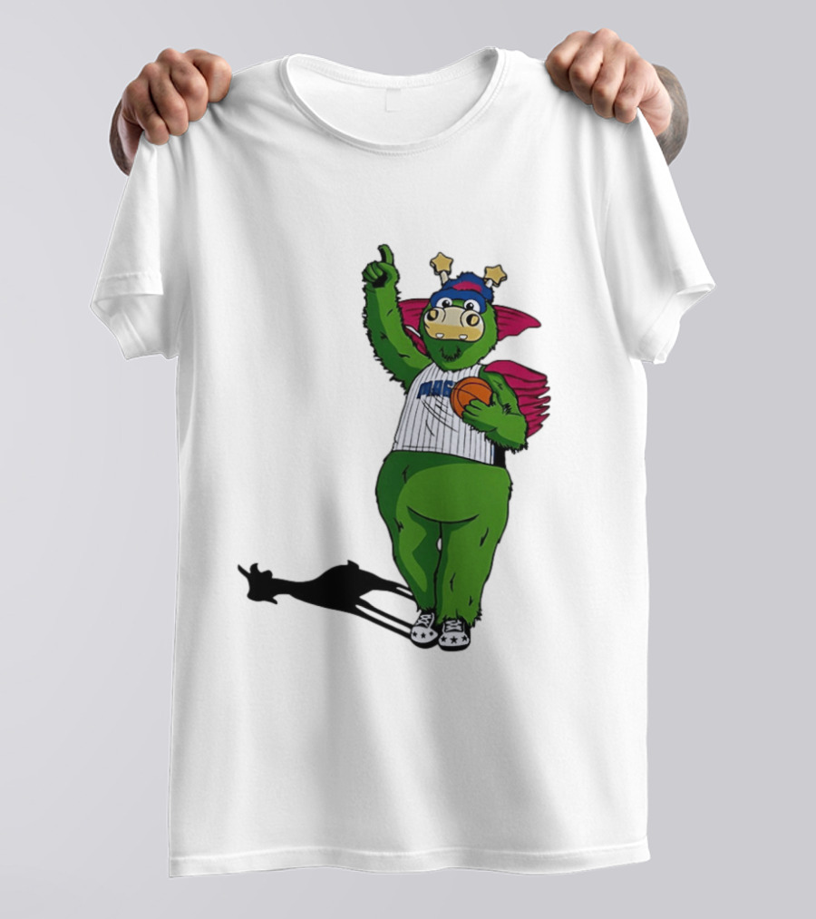 Orlando Magic Stuff Mascot In NBA Jersey Holding Basketball T-Shirt