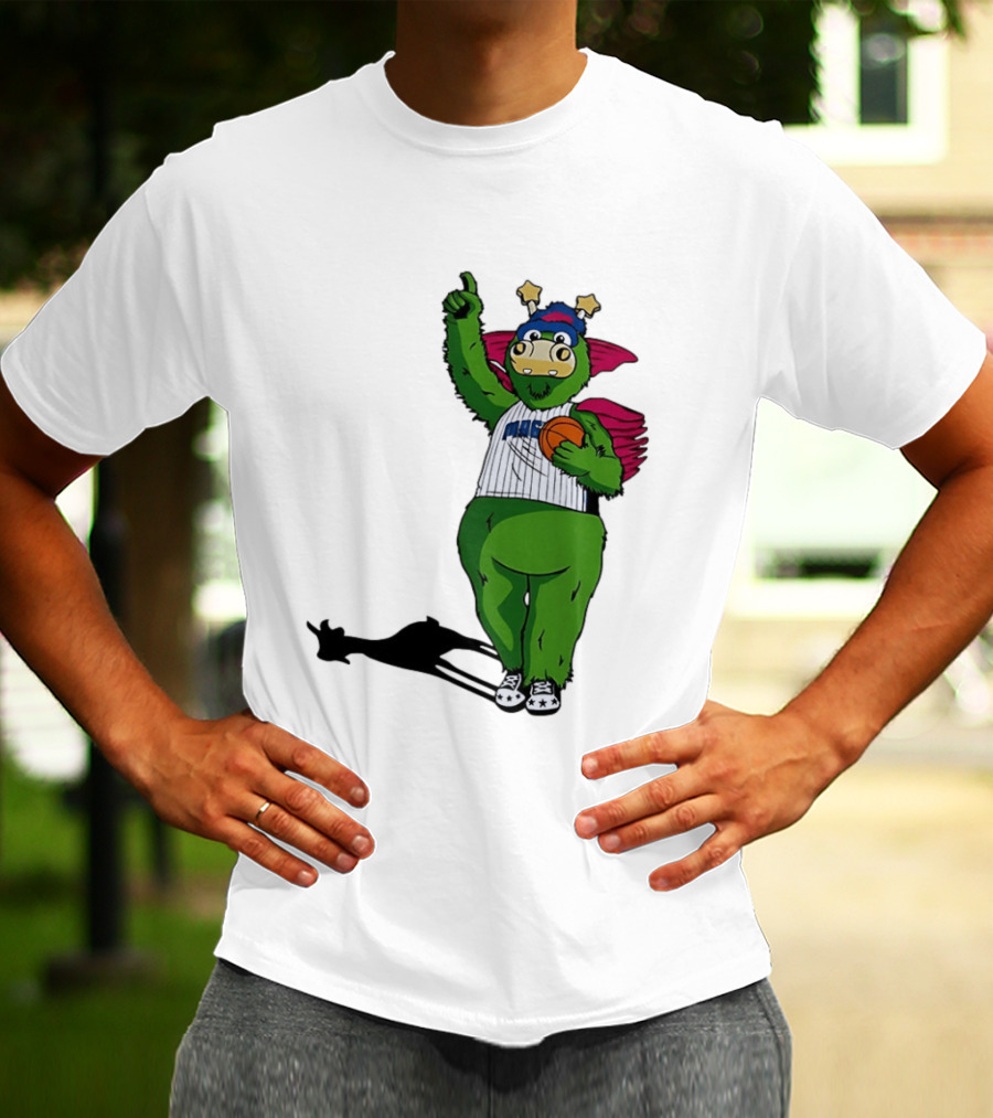 Orlando Magic Stuff Mascot In NBA Jersey Holding Basketball T-Shirt