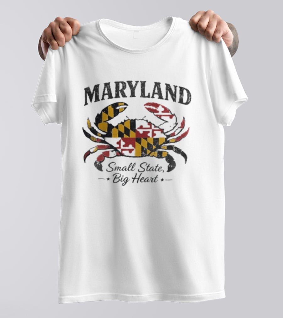 Maryland Crab Small State Big Heart Flag T-Shirt