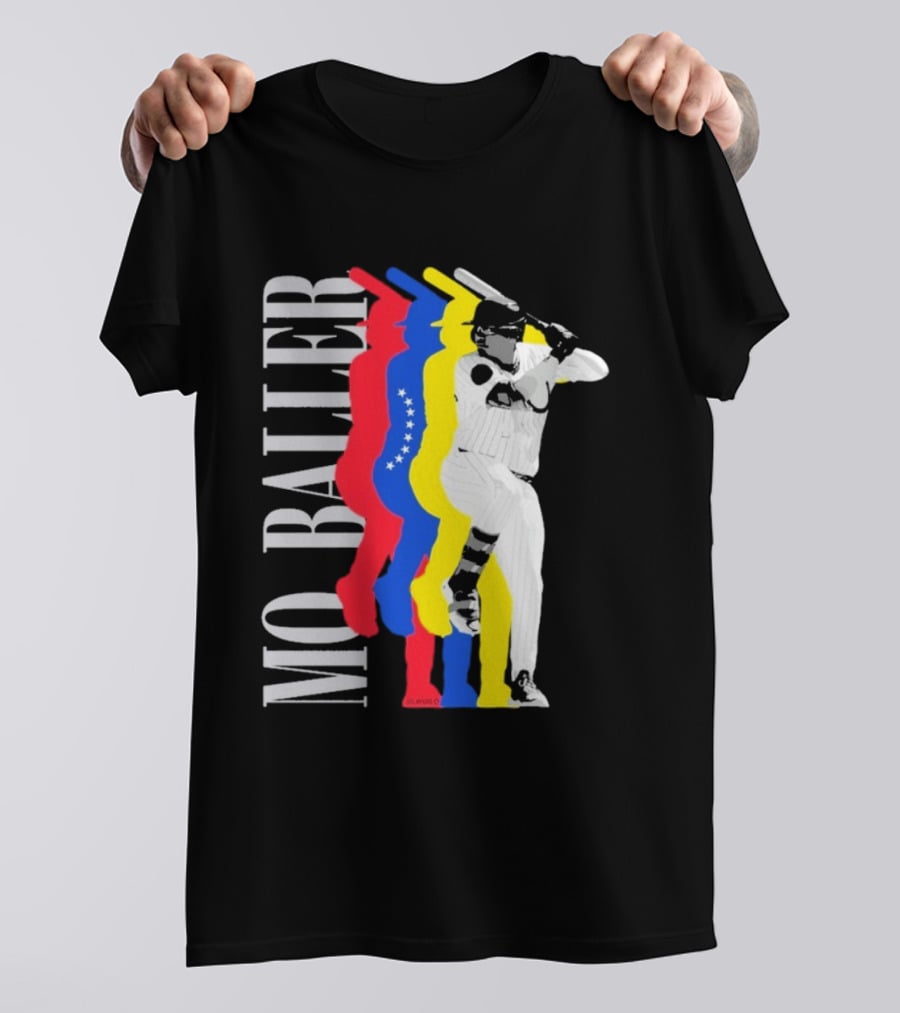 Mo Baller Venezuela Flag Baseball Batting Pose T-Shirt