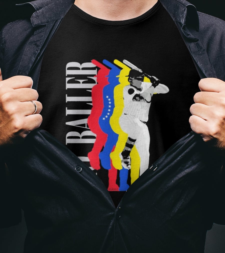 Mo Baller Venezuela Flag Baseball Batting Pose T-Shirt