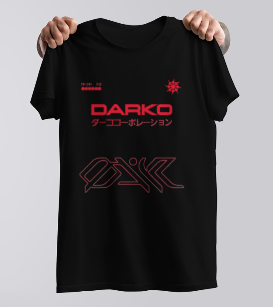 Darko Creative Dept Windbreaker Star Symbol Japanese Text Red And White T-Shirt
