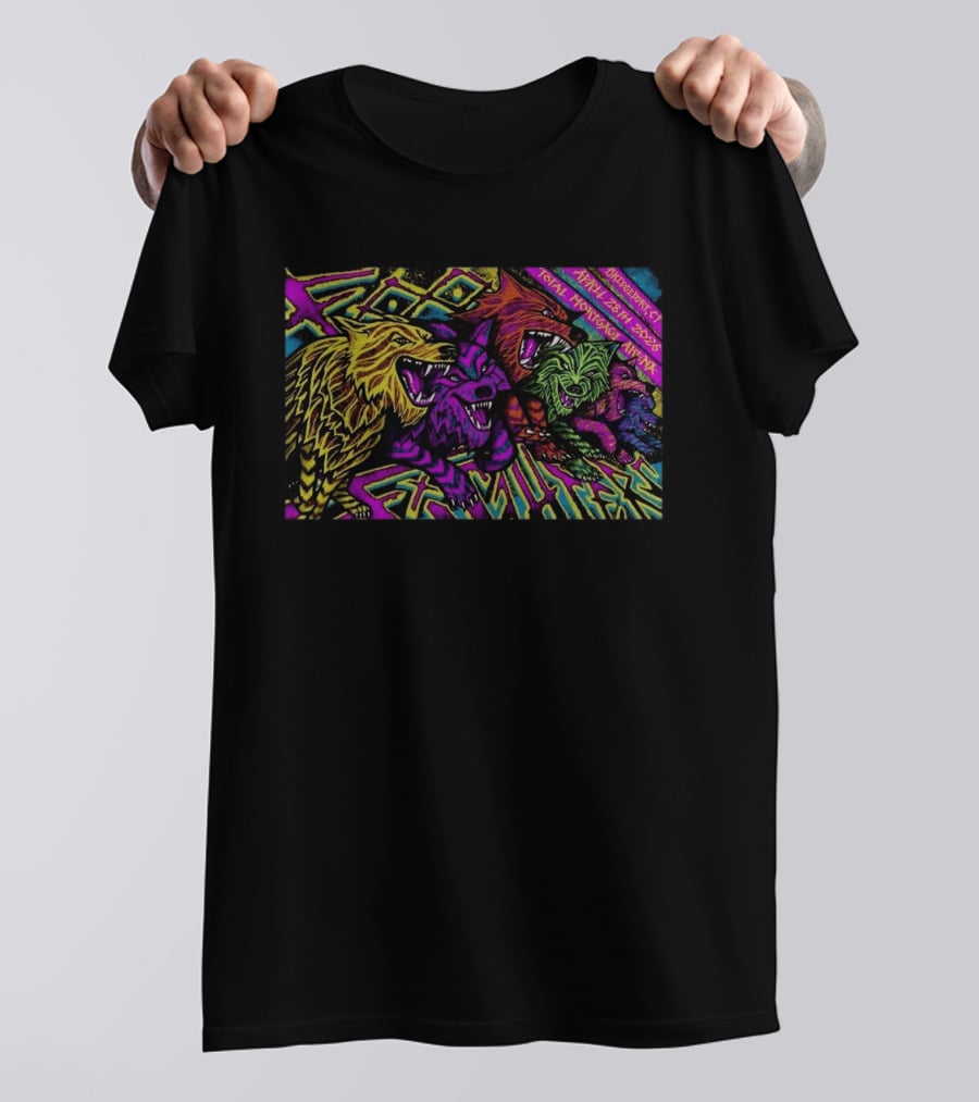Foo Fighters Bridgeport CT April 28 2026 Total Mortgage Arena Concert With Colorful Wolves T-Shirt