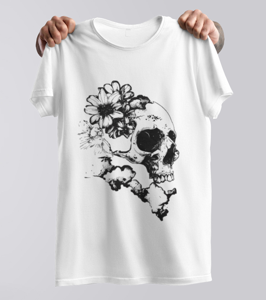 Emery Blooming Skull Watermelon Floral Aesthetic T-Shirt