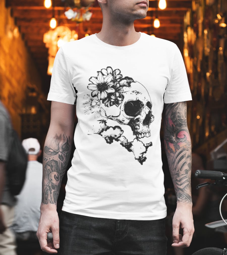 Emery Blooming Skull Watermelon Floral Aesthetic T-Shirt