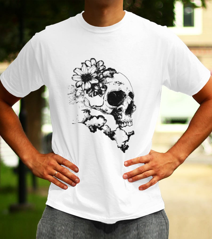Emery Blooming Skull Watermelon Floral Aesthetic T-Shirt