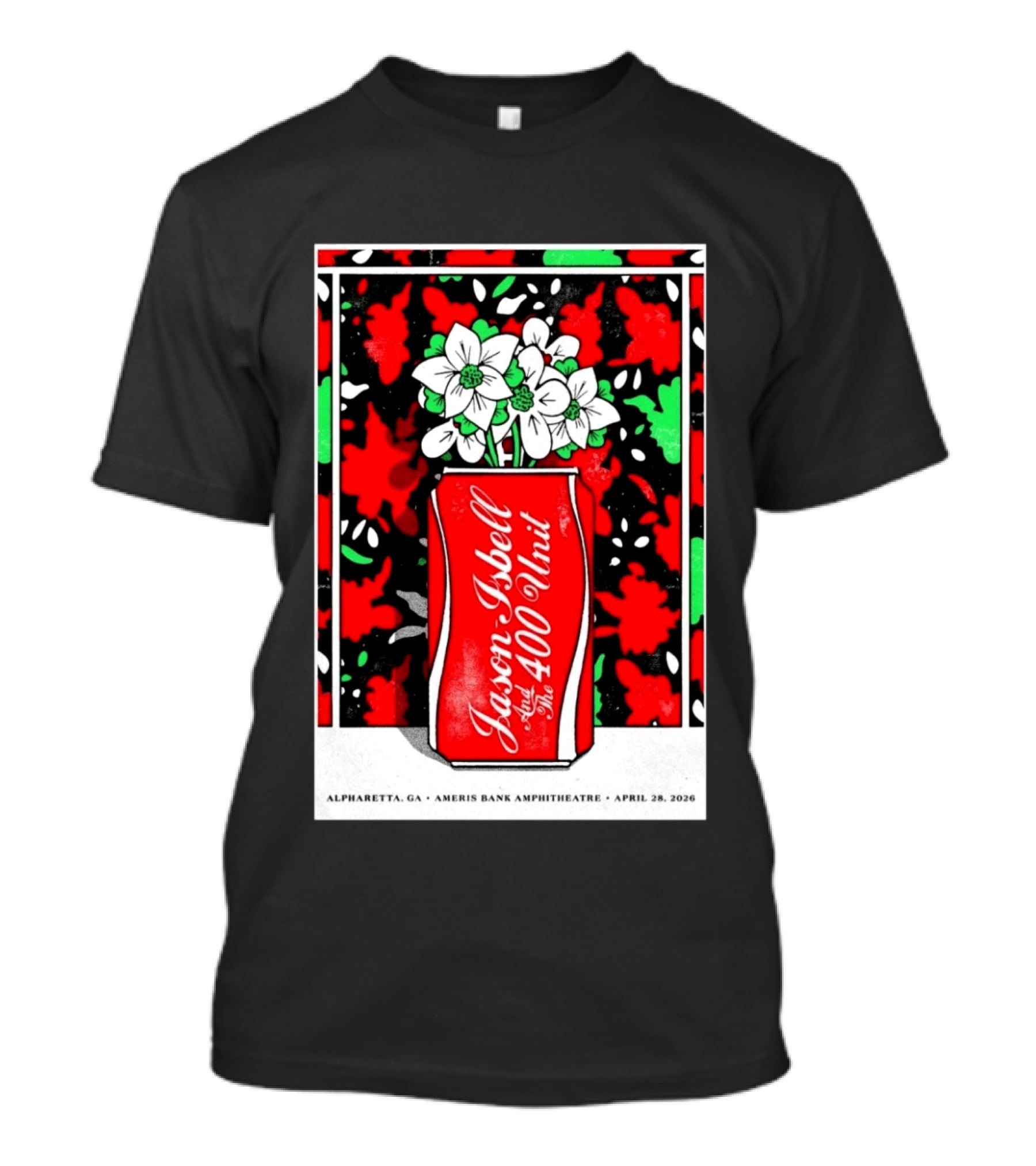Jason Isbell And The 400 Unit Alpharetta GA Ameris Bank Amphitheatre April 28 2026 Floral Can T-Shirt