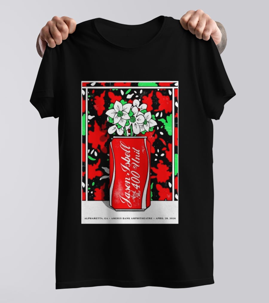 Jason Isbell And The 400 Unit Alpharetta GA Ameris Bank Amphitheatre April 28 2026 Floral Can T-Shirt