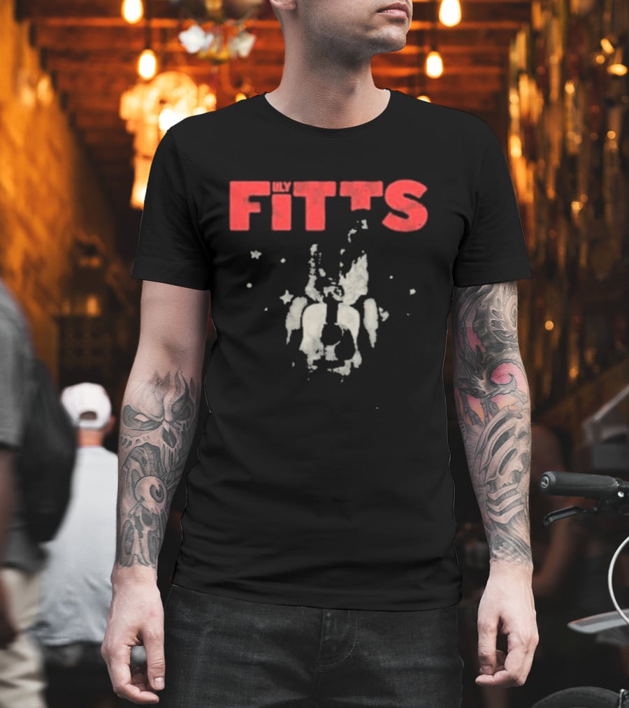 Lily Fitts Red Text With Abstract White Splash T-Shirt