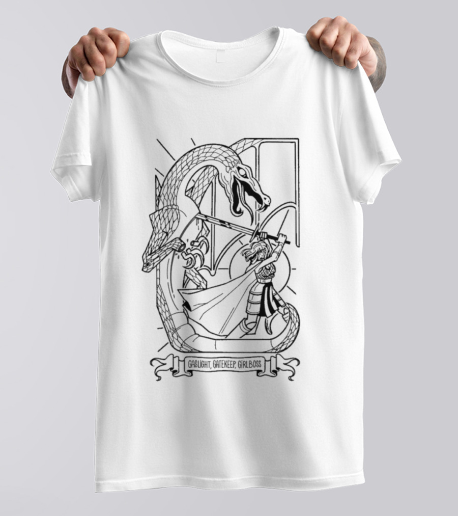 Gaslight Gatekeep Girlboss Lucia Sancho Dragon Battle T-Shirt
