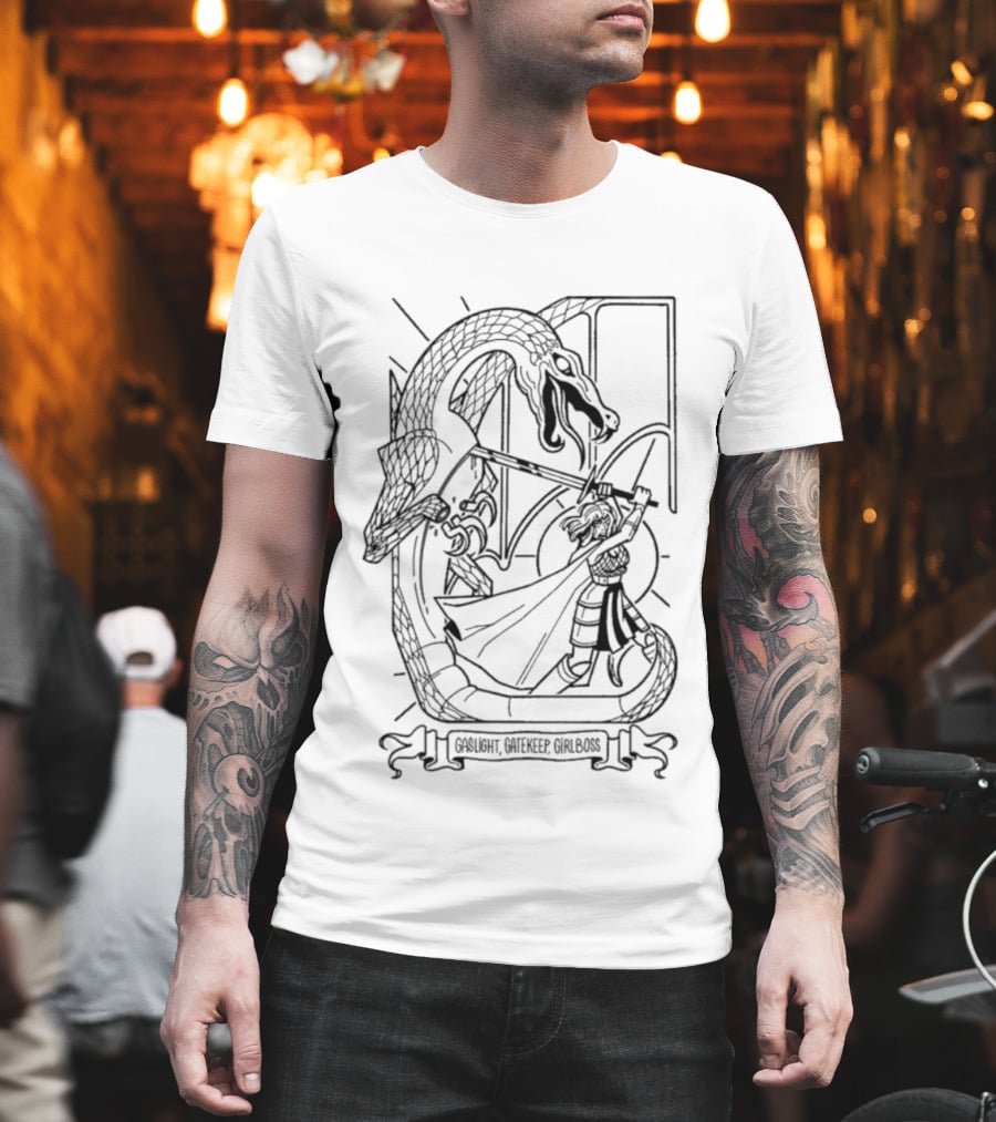 Gaslight Gatekeep Girlboss Lucia Sancho Dragon Battle T-Shirt