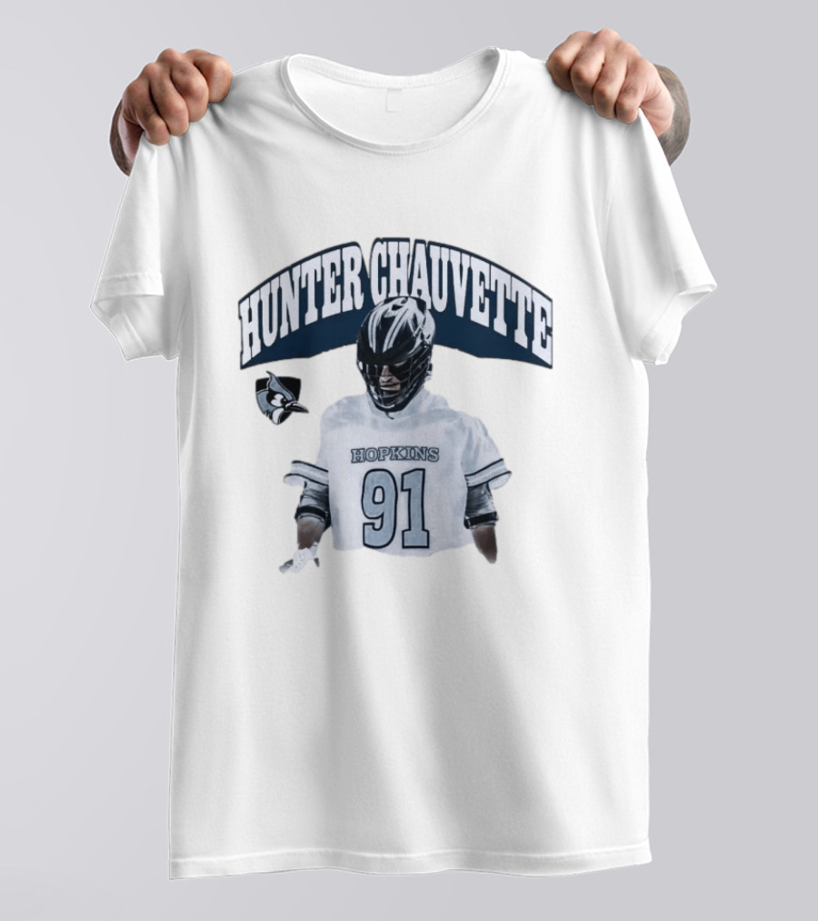 Hopkins Blue Jays Hunter Chauvette 91 Jersey T-Shirt