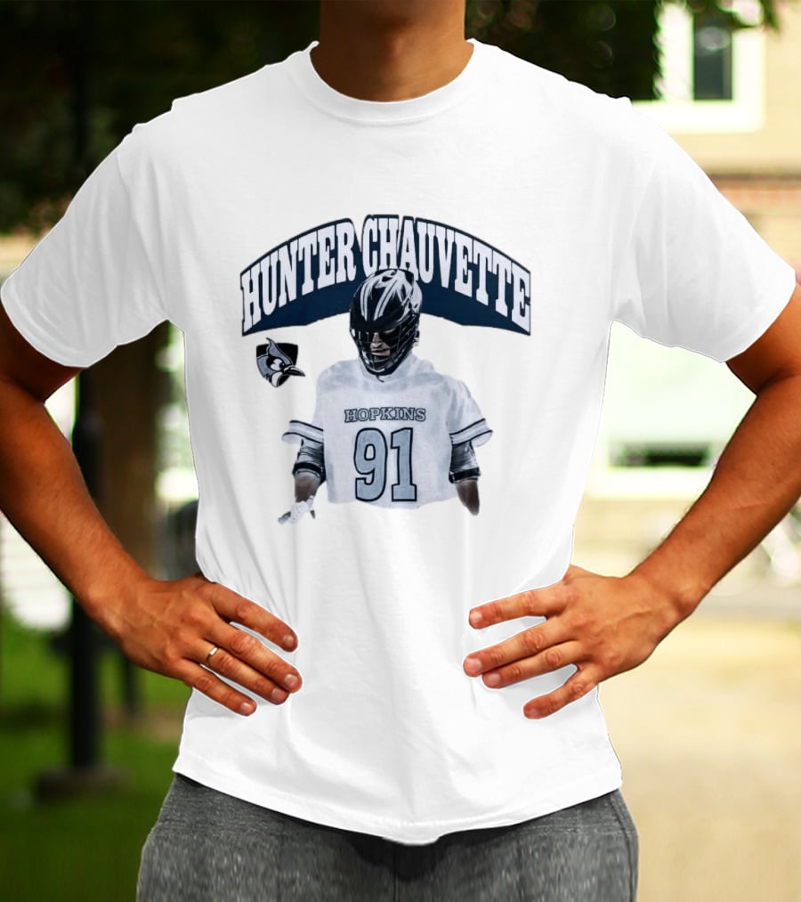 Hopkins Blue Jays Hunter Chauvette 91 Jersey T-Shirt
