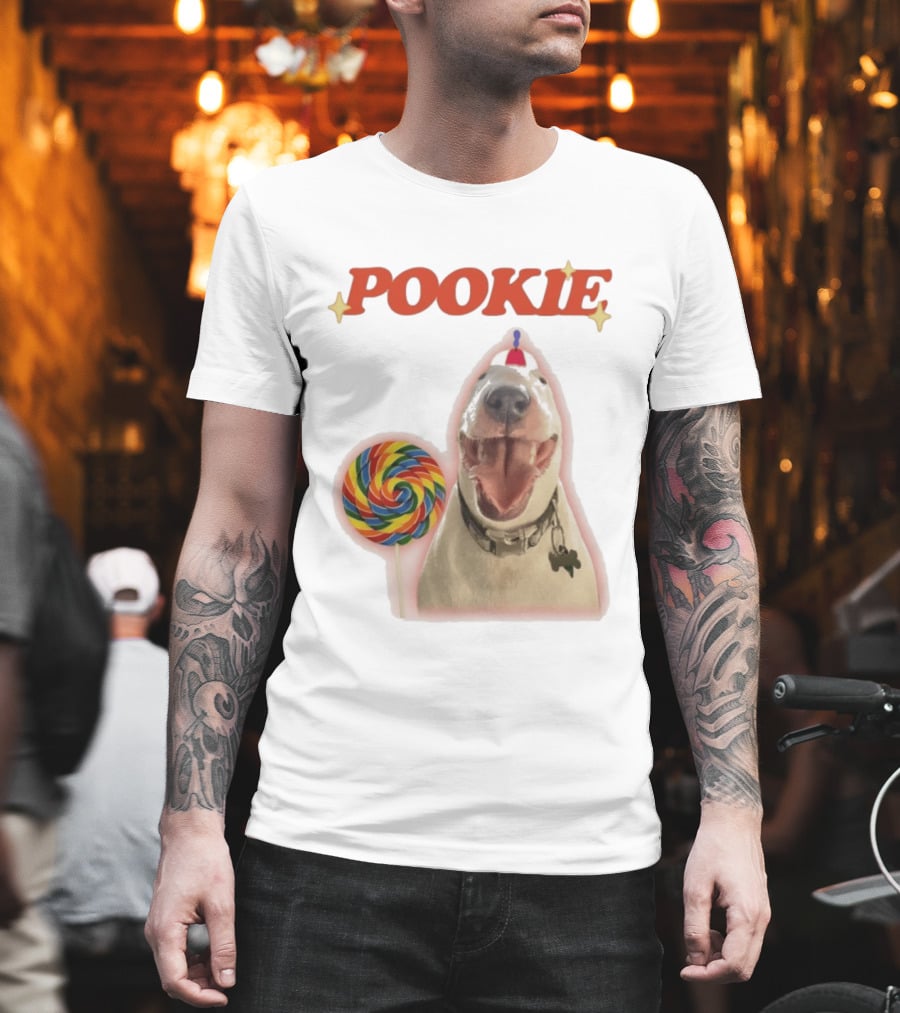 MisterMainer Pookie Bull Terrier Dog With Lollipop T-Shirt