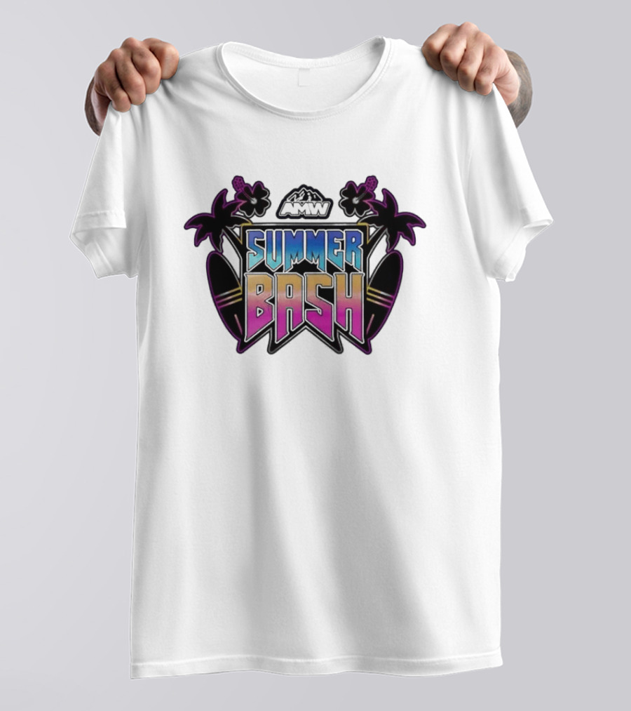 AMW Summer Bash Tropical Vibes With Palm Trees And Surfboards T-Shirt