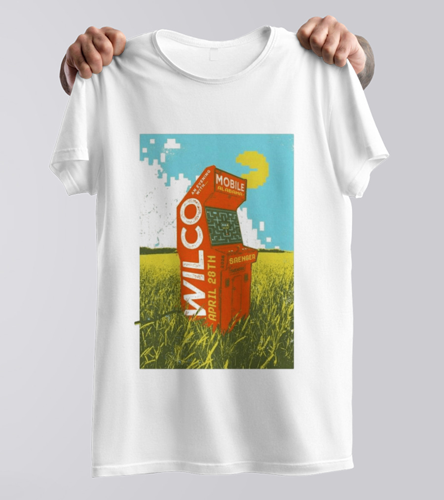 Wilco Saenger Mobile Alabama April 28th Arcade Retro Concert T-Shirt
