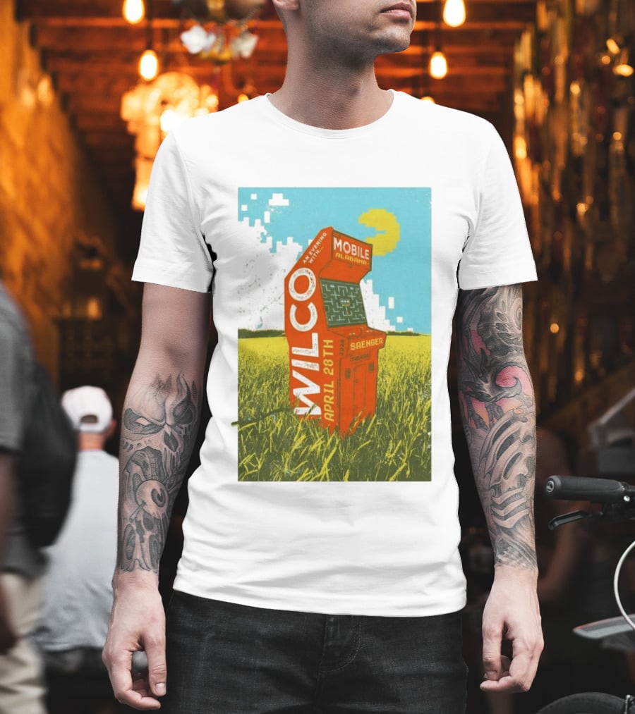 Wilco Saenger Mobile Alabama April 28th Arcade Retro Concert T-Shirt