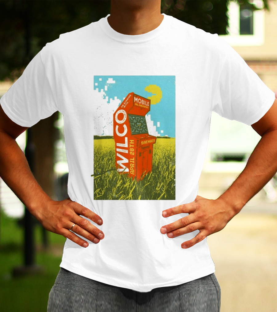 Wilco Saenger Mobile Alabama April 28th Arcade Retro Concert T-Shirt