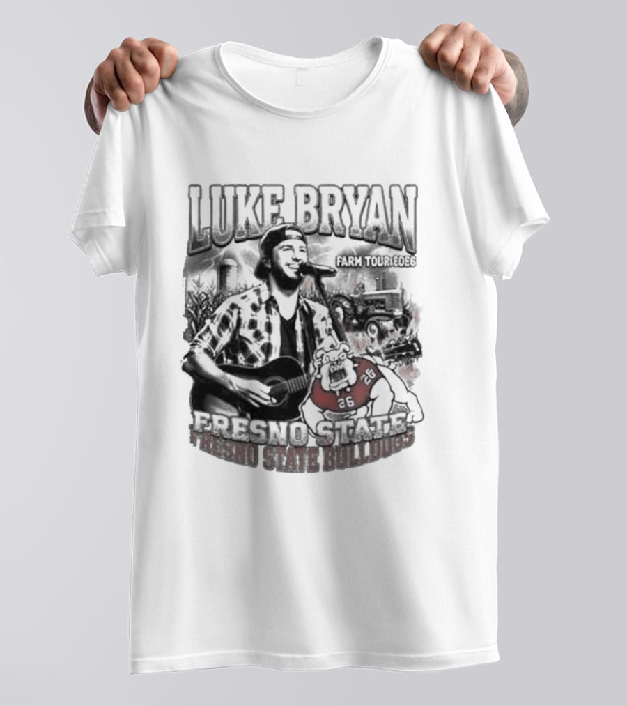 Luke Bryan Farm Tour 2026 Clovis California May 15 Fresno State Bulldogs NCAA T-Shirt