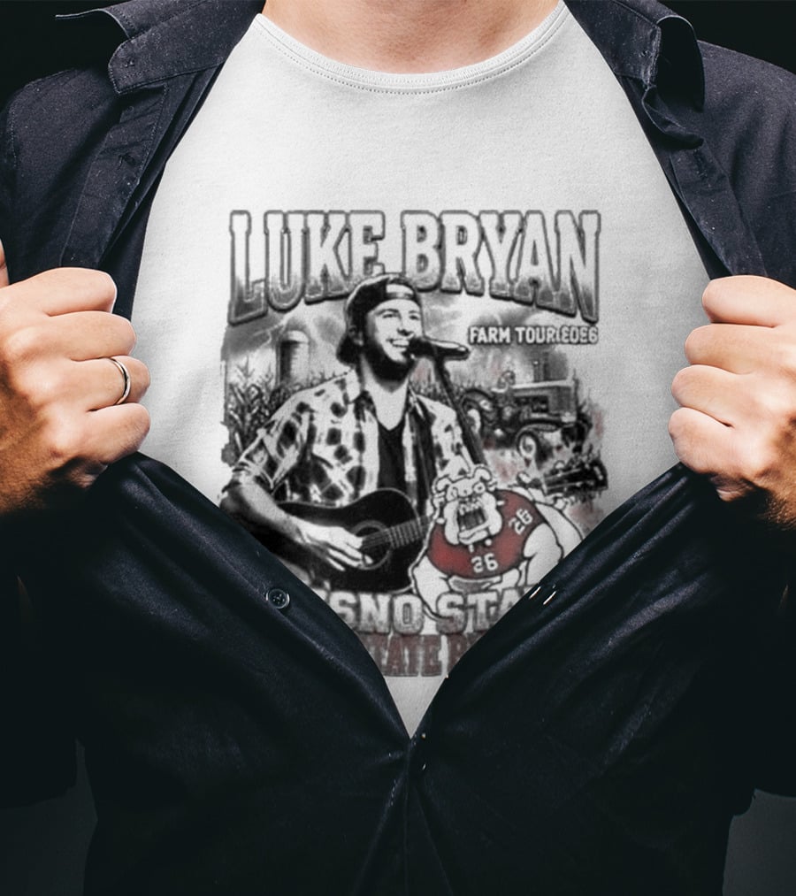 Luke Bryan Farm Tour 2026 Clovis California May 15 Fresno State Bulldogs NCAA T-Shirt