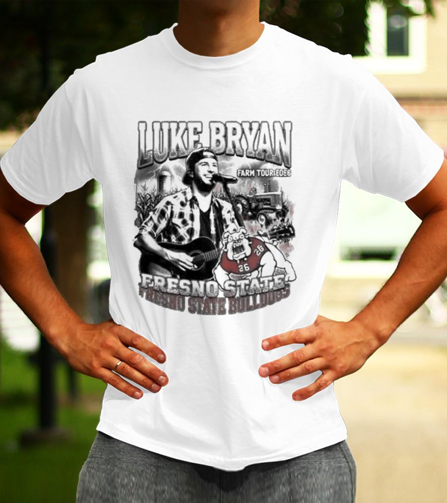 Luke Bryan Farm Tour 2026 Clovis California May 15 Fresno State Bulldogs NCAA T-Shirt