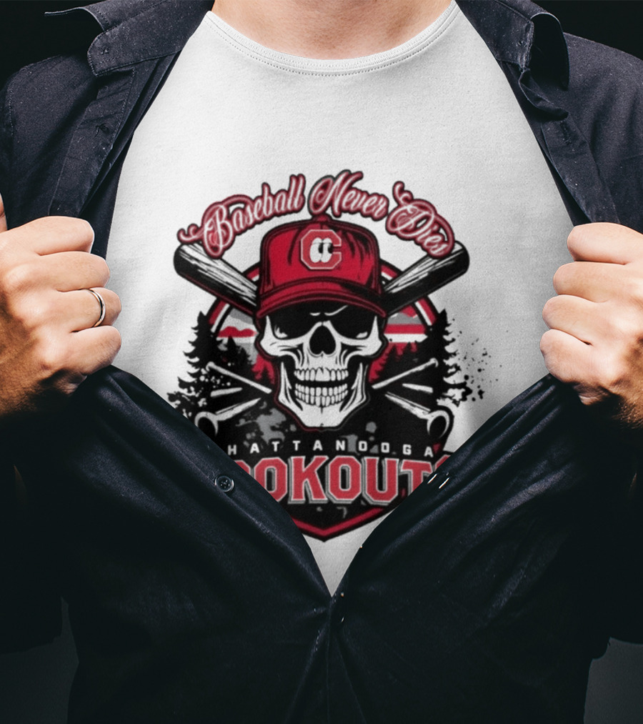 Chattanooga Lookouts Twisted River Skull Bats T-Shirt