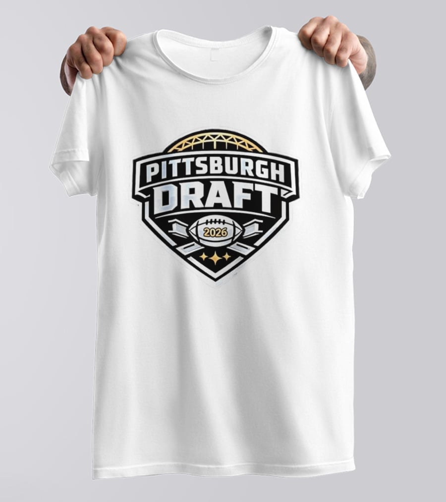 Pittsburgh Steelers Football 2026 Draft Brushed Metal T-Shirt