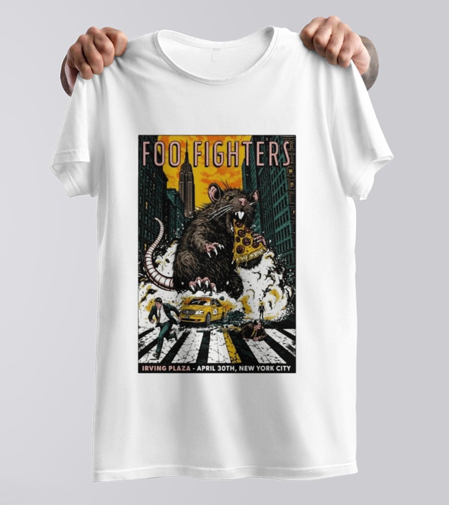 Foo Fighters NYC Irving Plaza April 30 2026 Giant Pizza Rat T-Shirt