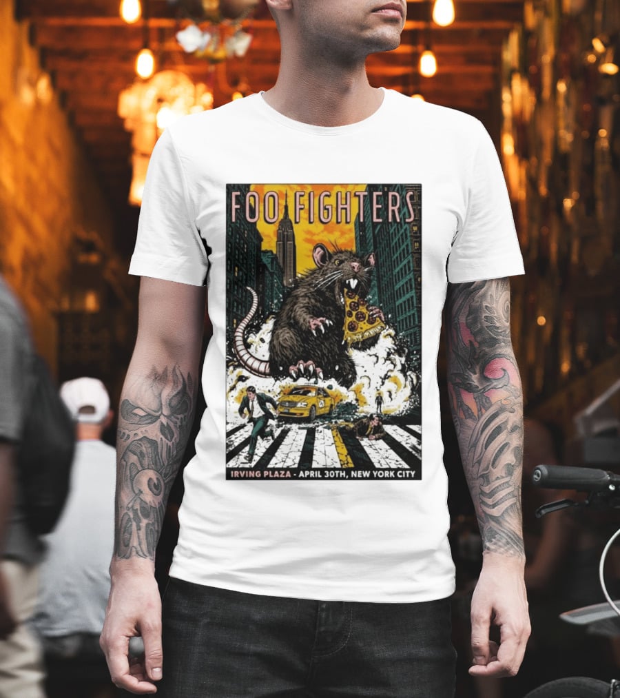 Foo Fighters NYC Irving Plaza April 30 2026 Giant Pizza Rat T-Shirt