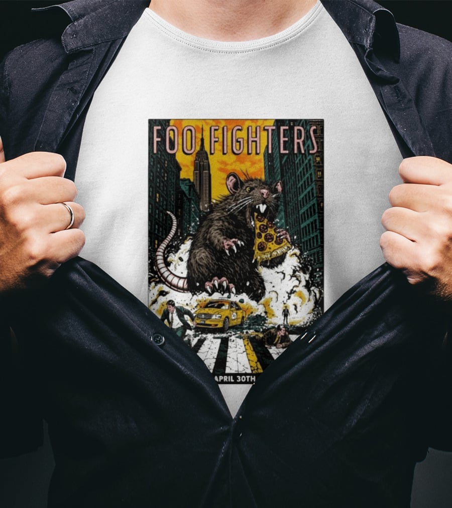 Foo Fighters NYC Irving Plaza April 30 2026 Giant Pizza Rat T-Shirt