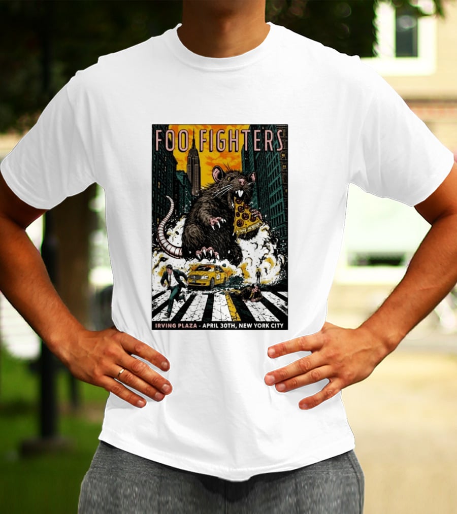 Foo Fighters NYC Irving Plaza April 30 2026 Giant Pizza Rat T-Shirt