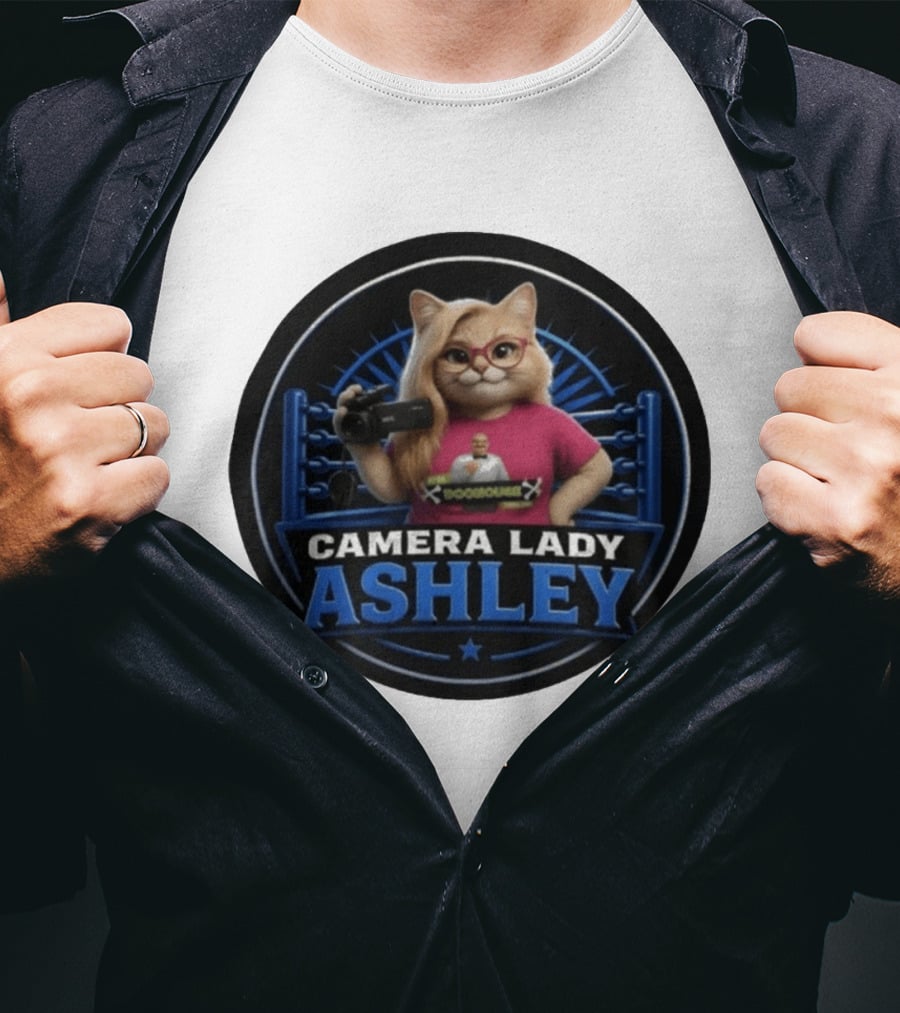 Pro Wrestling Tees Camera Lady Ashley Referee BONE Jones Productions T-Shirt