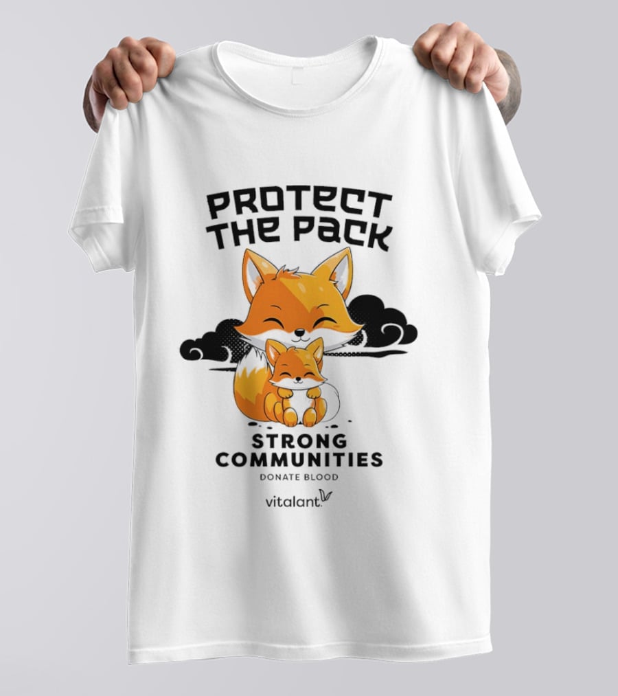 Protect The Pack Strong Communities Donate Blood Vitalant Fox Family T-Shirt