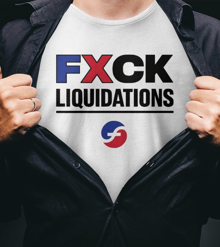 FXCK Liquidations Satirical Statement With Financial Theme Iconic Blue Red T-Shirt