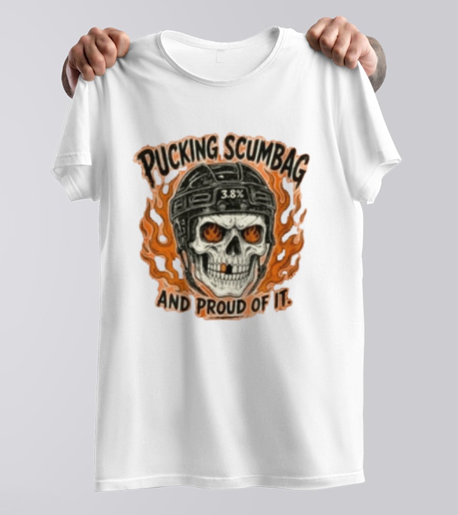 Pucking Scumbag Skull Helmet Flames Proud 38% T-Shirt