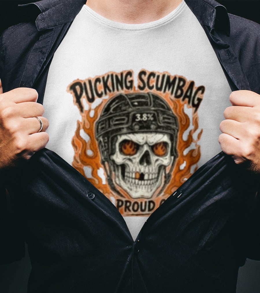Pucking Scumbag Skull Helmet Flames Proud 38% T-Shirt