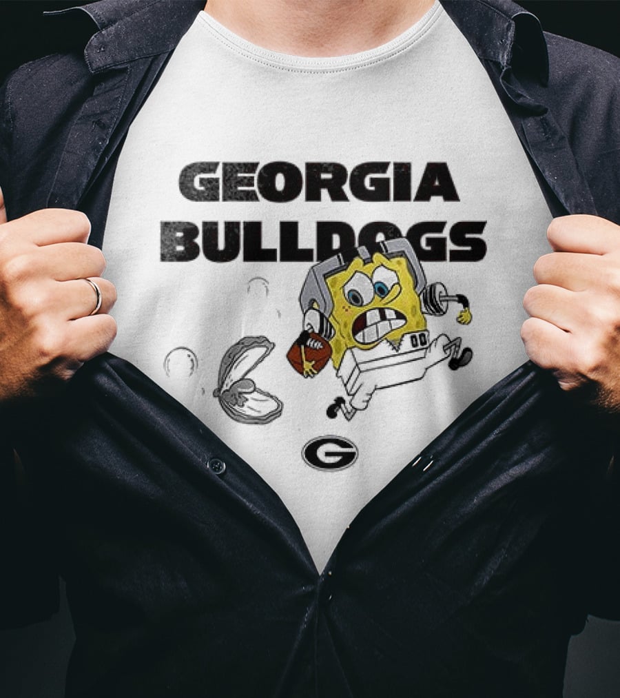 Georgia Bulldogs SquarePants Running October Baseball Fly The W T-Shirt